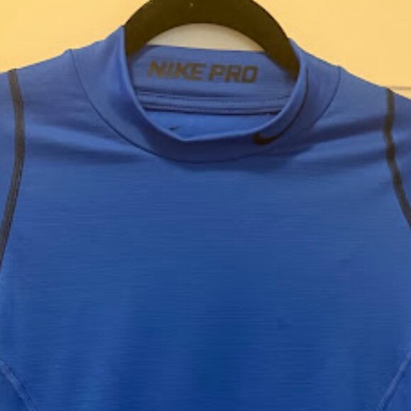 Nike Pro Hyper Warm Royal Blue Long Sleeve Shirt - Picture 3 of 8